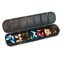 7 Tage wöchentliche Pillendose, Tablet-Halter, Medikamenten-Aufbewahrungskoffer, Medikamentenbehälter, Pillendose, Tablet-Aufbewahrungsbox, Organizer, 7 Zellen Pillenetui