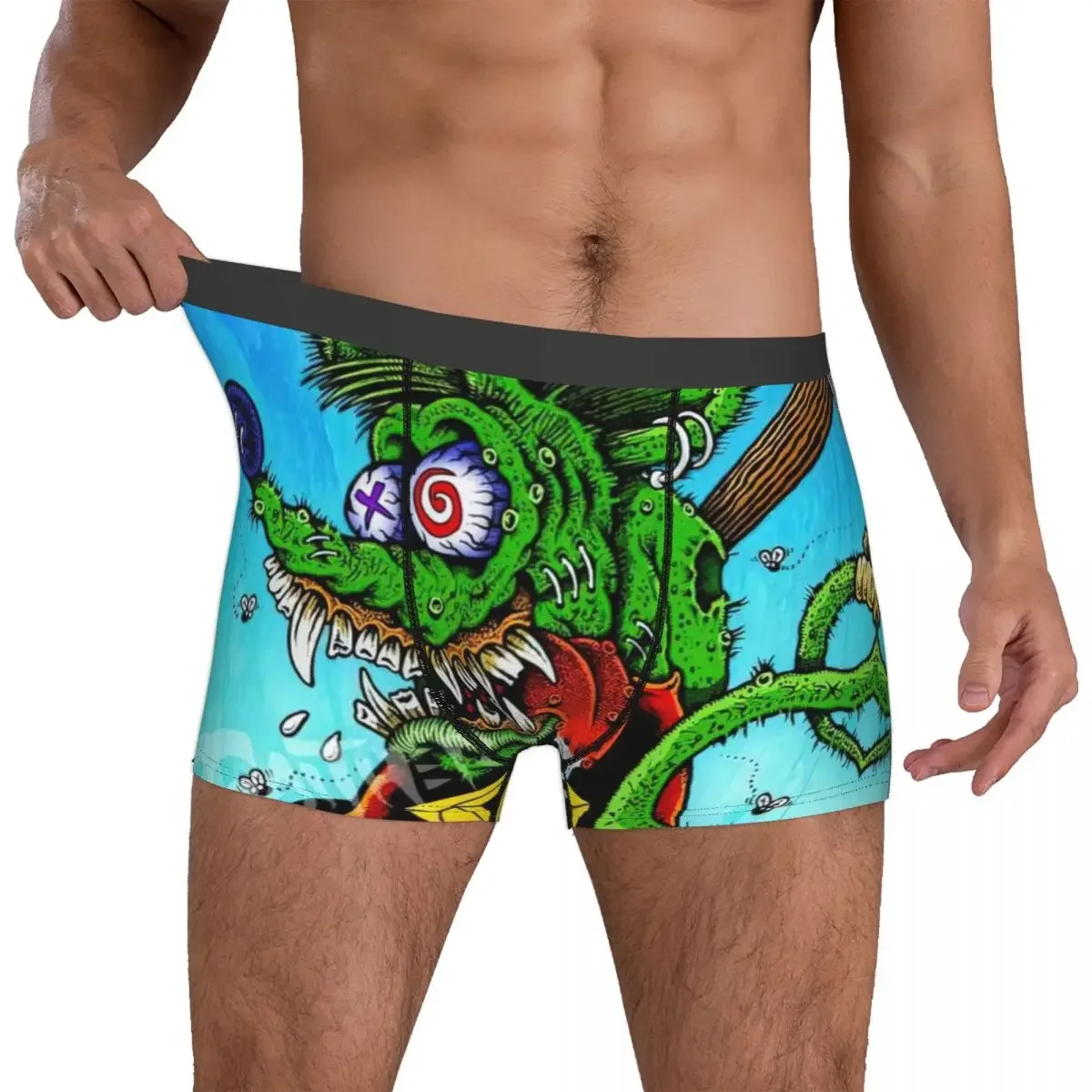 Masculino The Rat Fink Anime Boxer, Cuecas engraçadas dos desenhos animados, Roupa interior macia, Cuecas Shorts