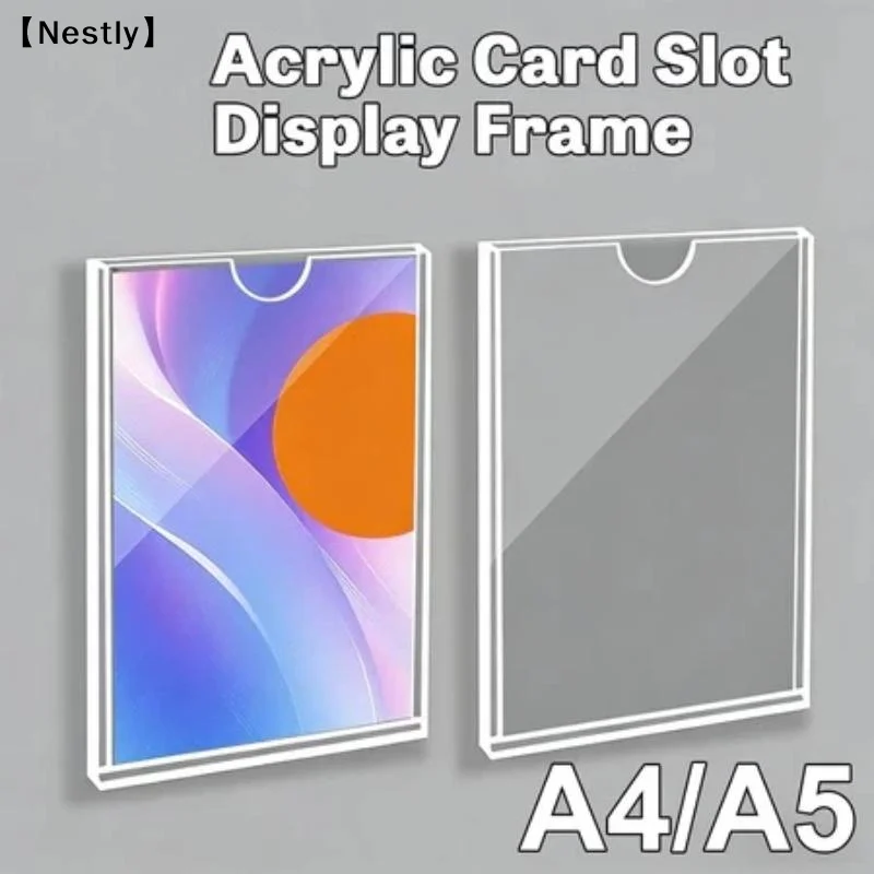 A4/A5 Clear Acrylic Wall Frame Wall Mount Sign Holder Certificate Frame Wall Picture Display Stand Single Double Layer 〔Nest〕