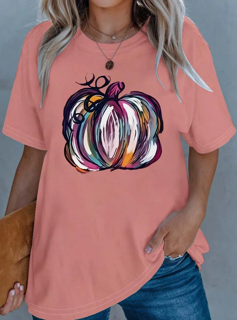 

Plus Size Elegant Outfit Featuring Unique Pumpkin Artwork For Fall