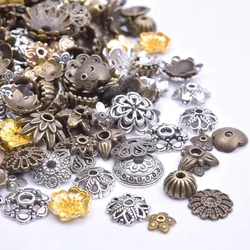30/50/100pcs Random Mixed 3 Color Flower Torus Alloy Beads Caps For Jewelry Making Charm Necklace Bracelets Spacer Bead Material