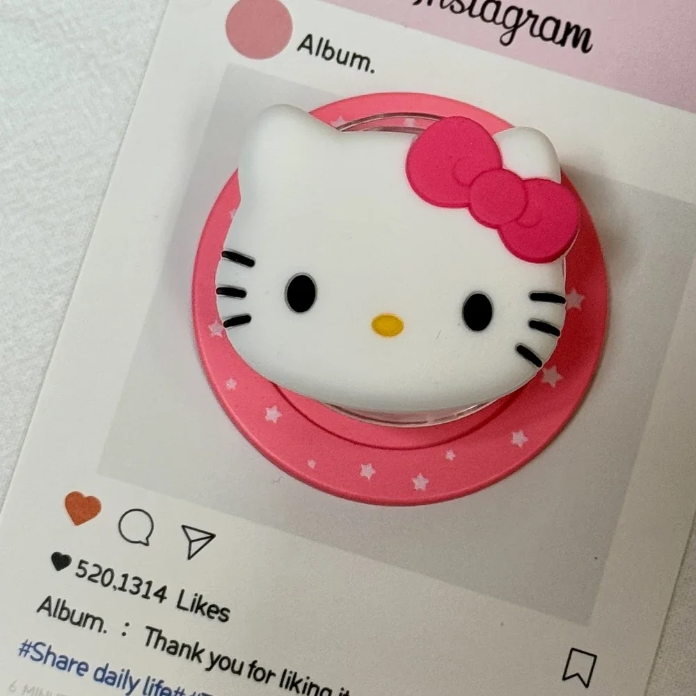 Simpatico cartone animato Sanrio Hello Kitty Supporto magnetico Grip Tok Griptok Supporto per supporto per telefono Supporto per iPhone Samsung Magsafe Smart Tok