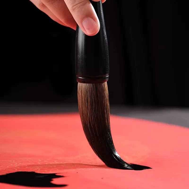 Professional Wolf Hair Calligraphy Brush, Chinese Thick Dou Bi Brush for Regular/Running Script, Large Ink Writing Brush