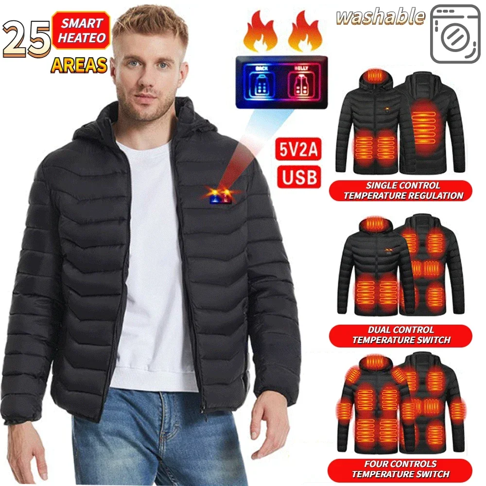 25 Areas Heated Jacket Men Women Usb Electric Self Heating Down Cotton Jacket Winter Parka Warm Clothing Camping Skiing Clothing