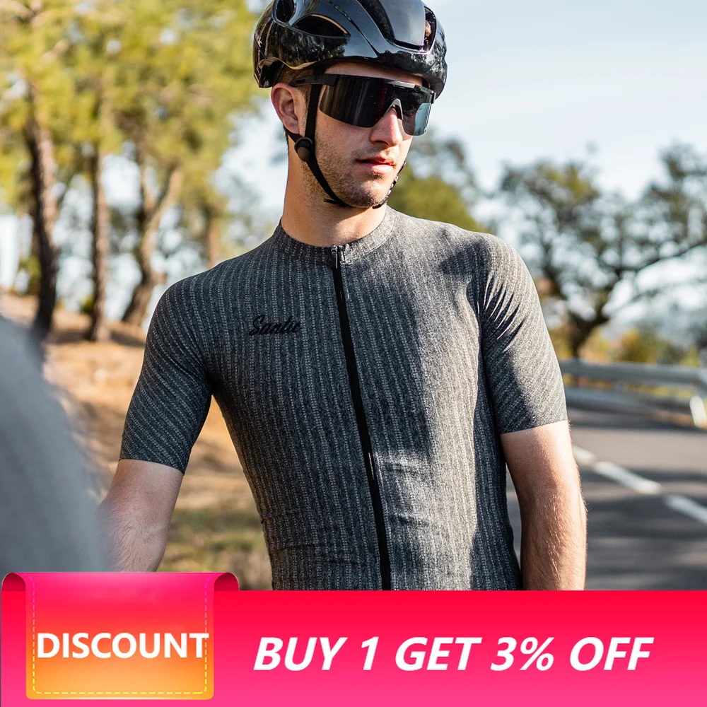 Santic Men's Cycling Jersey Summer Breathable Cool Short Sleeve Road Cycling Jersey Quick Dry TM24C02240G