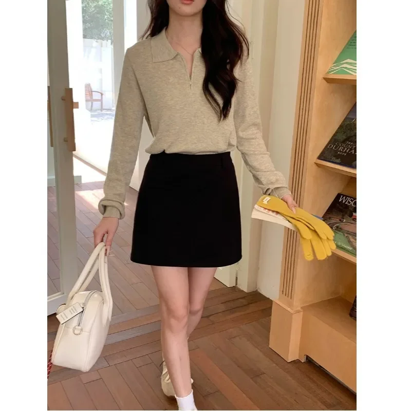 2025 Fall New Polo Collar Half-Zip Knit Sweater