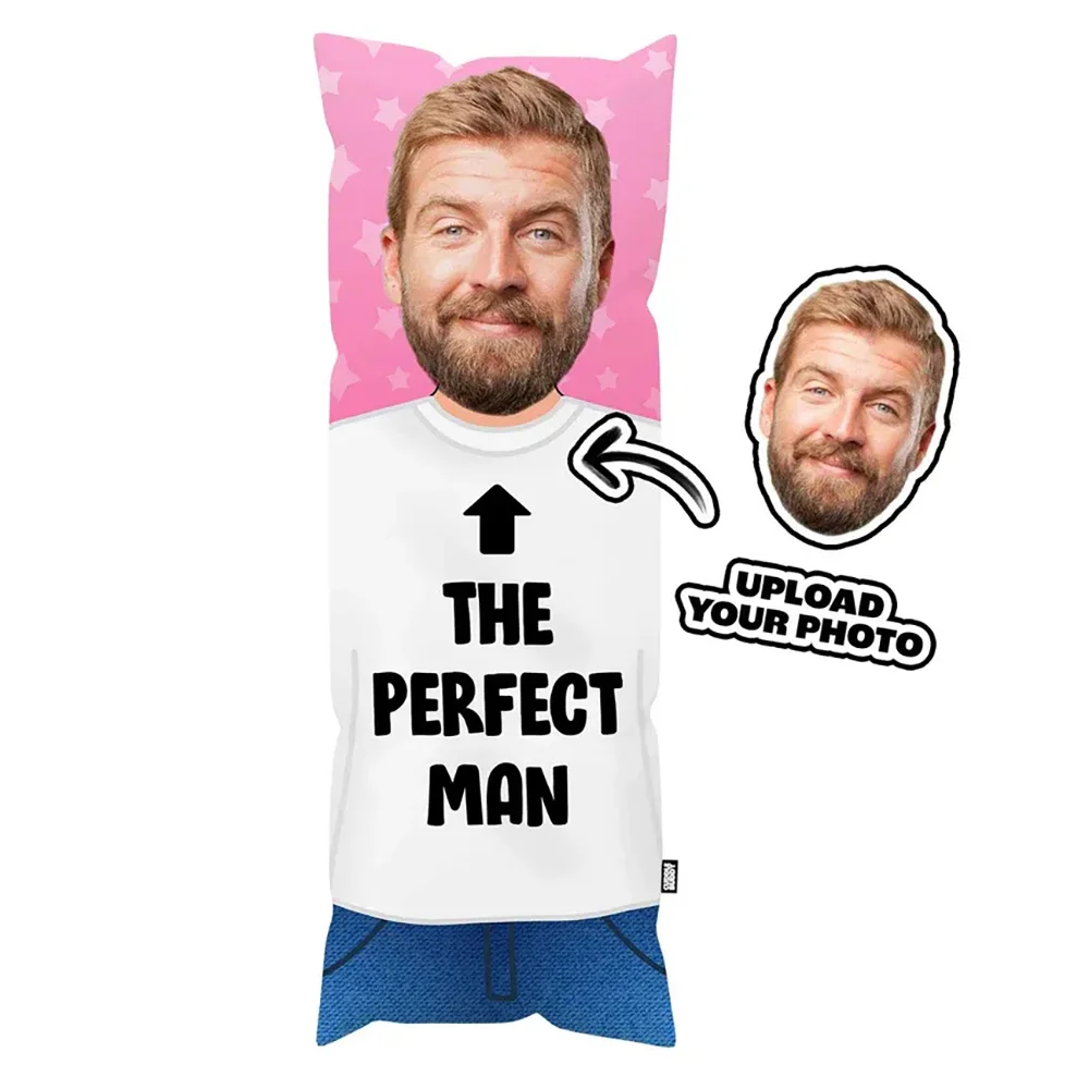 Almohada larga con foto personalizada de hombre perfecto, cojín rectangular personalizado, impresión a doble cara, almohada moderna con cremallera
