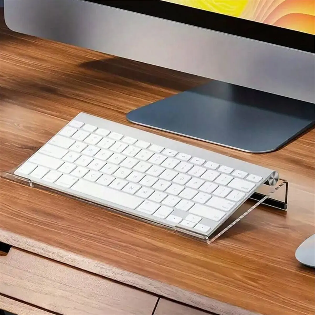 【~ New A94Z】Acrylic Computer Keyboard Stand Keyboard Riser Lift Tray Non-Slip Transparent Desktop Keyboard Holder Supplies