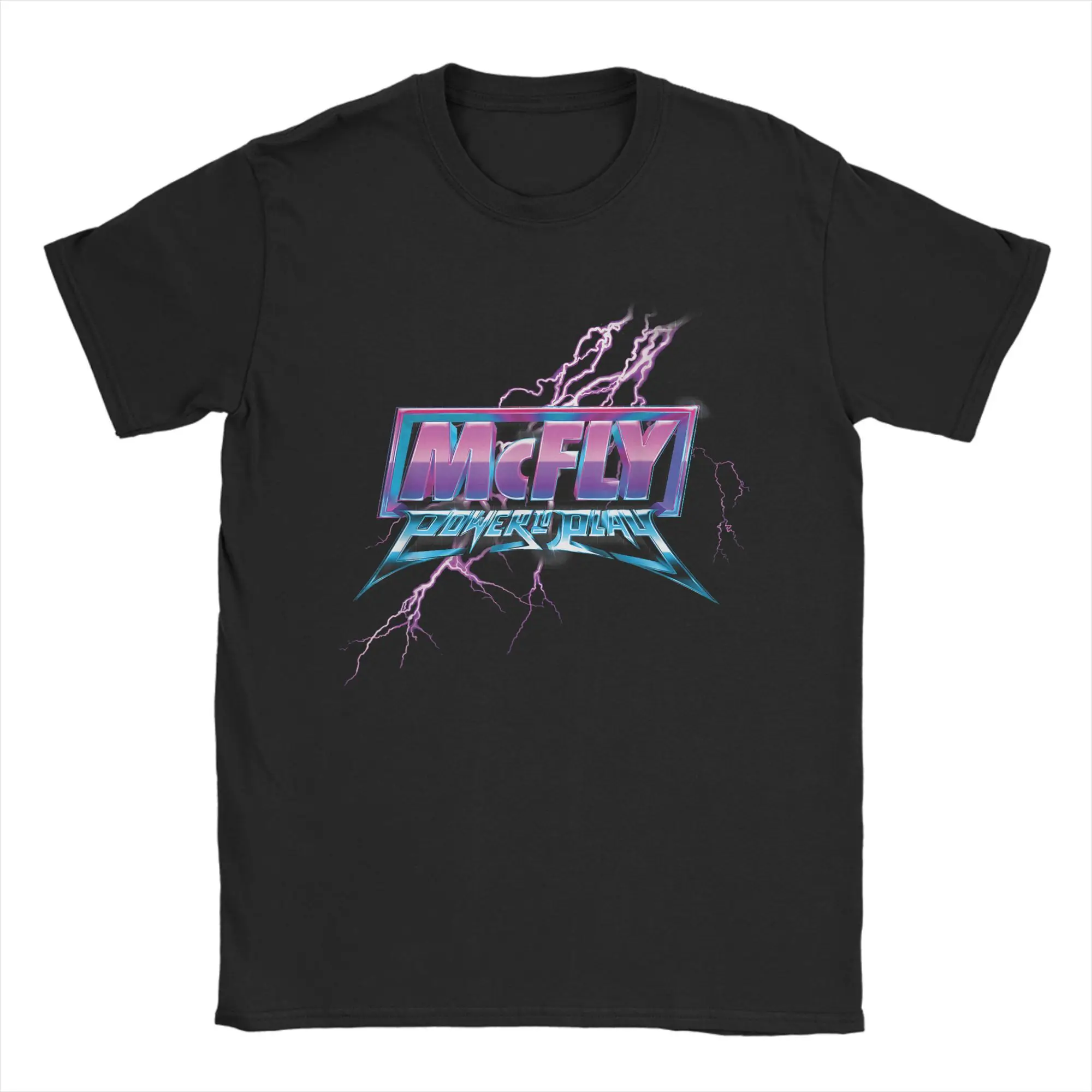 

Men's T-Shirt McFly Power To Play Logo Awesome 100% Cotton Tee Shirt Short Sleeve Pop Rock T Shirt O Neck Clothing Plus Size
