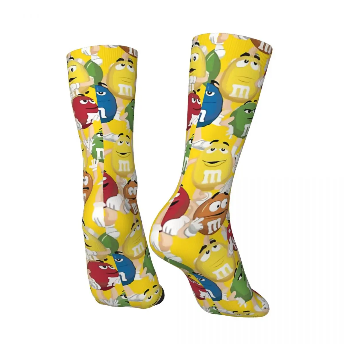 M Chocolate-Chaussettes drôles pour hommes, Collection Candy Rick, Vintage, Harajuku, Hip Hop, Nouveauté, Chaussettes sans couture Crew elin, Cadeau