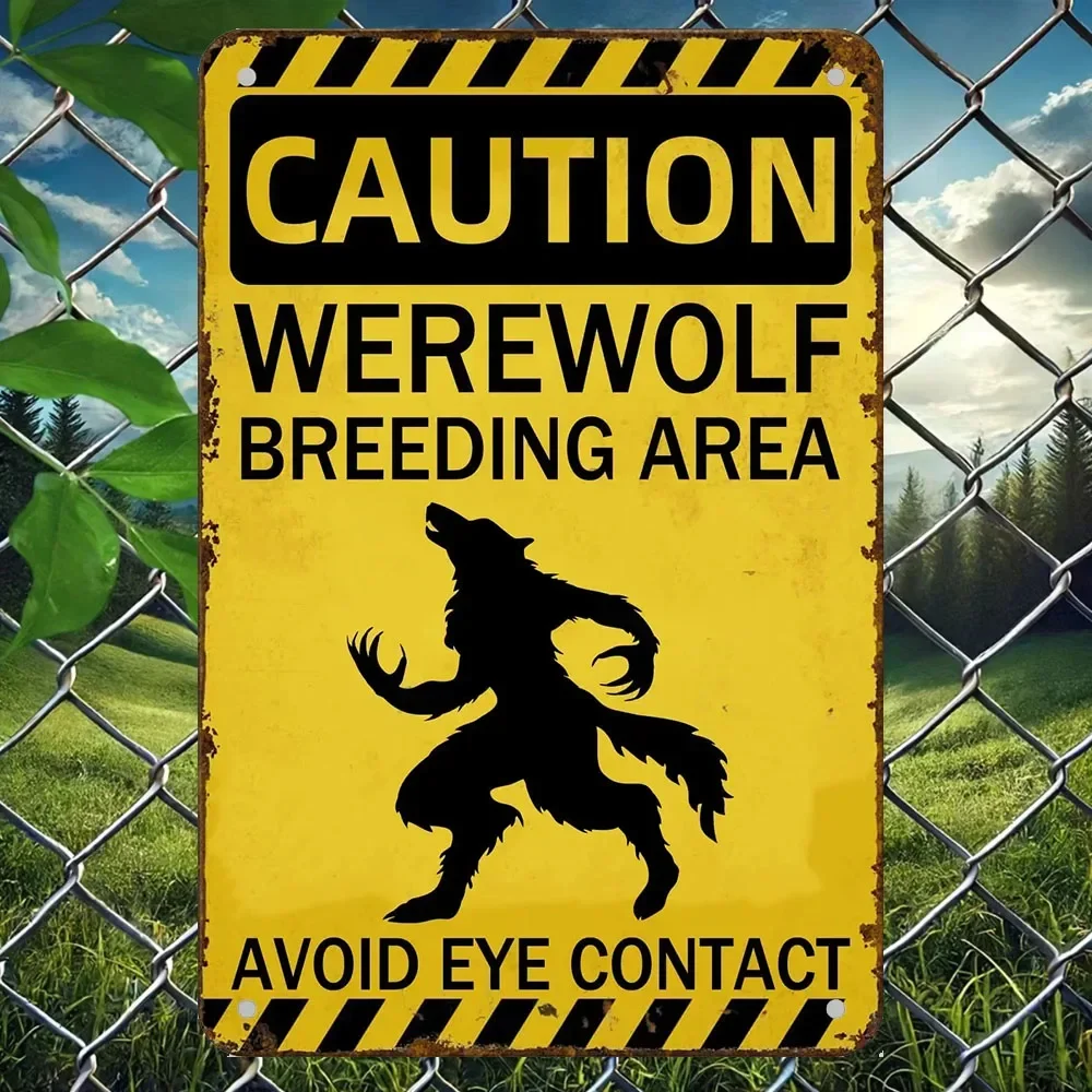 Metall-Blechschild „Werwolf-Zuchtbereich“, lustiges Werwolf-Geschenk, urbane Legenden, mythische Kreatur, Monster, Folklore-Wandkunst De
