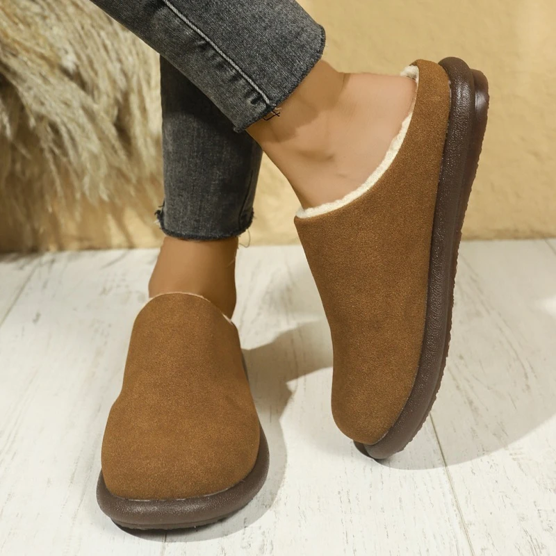 المرأة سميكة سوليد مبطن نعال من القطن داخلي المضادة للانزلاق ومقاومة للاهتراء نعال من القطن شتاء دافئ المرأة النعال