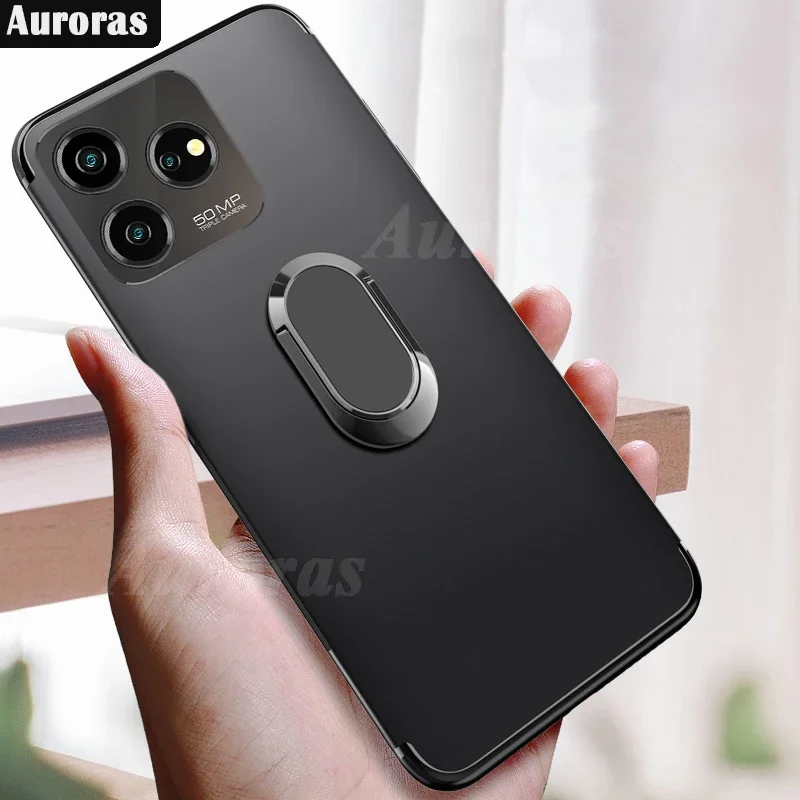 

For ZTE Axon 50 Lite Case With Magnetic Holder Ring Matte Soft Shockproof Shell For ZTE Blade V70 Axon 40 Lite Cover Fundas