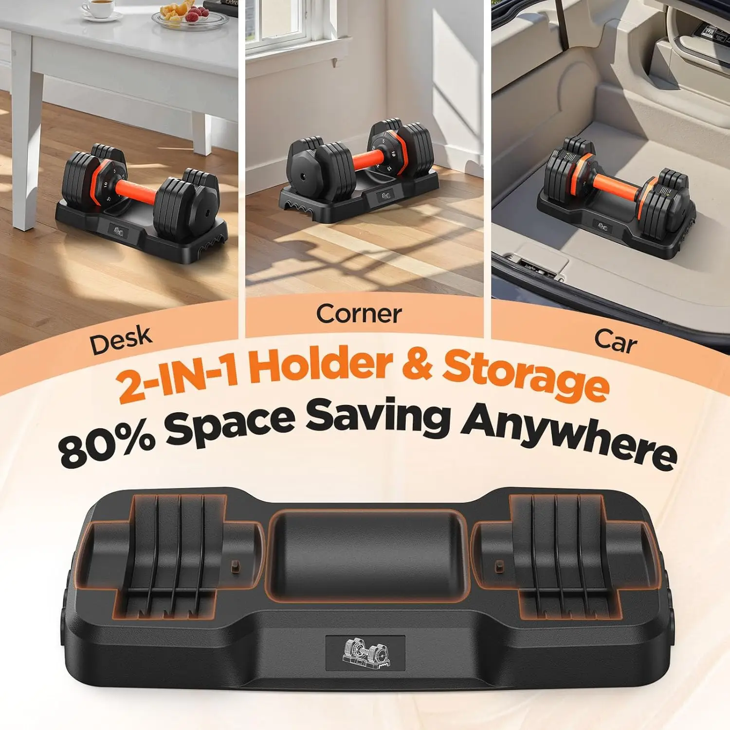 مجموعة دمبل قابلة للتعديل من قطعتين، أوزان 110 رطل/50 رطل مع صندوق تخزين، مقبض مضاد للانزلاق للصالة الرياضية المنزلية