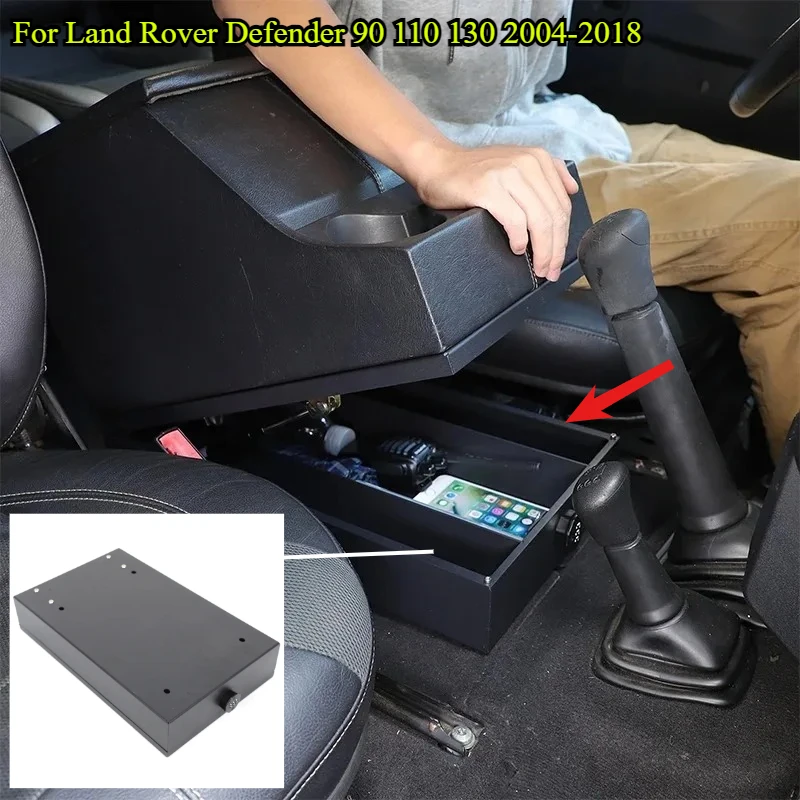 For 2004-2018 Land Rover Defender 90 110 130 Car Center Console Armrest Box Aluminum Alloy Heightening Base Safe Car Accessories