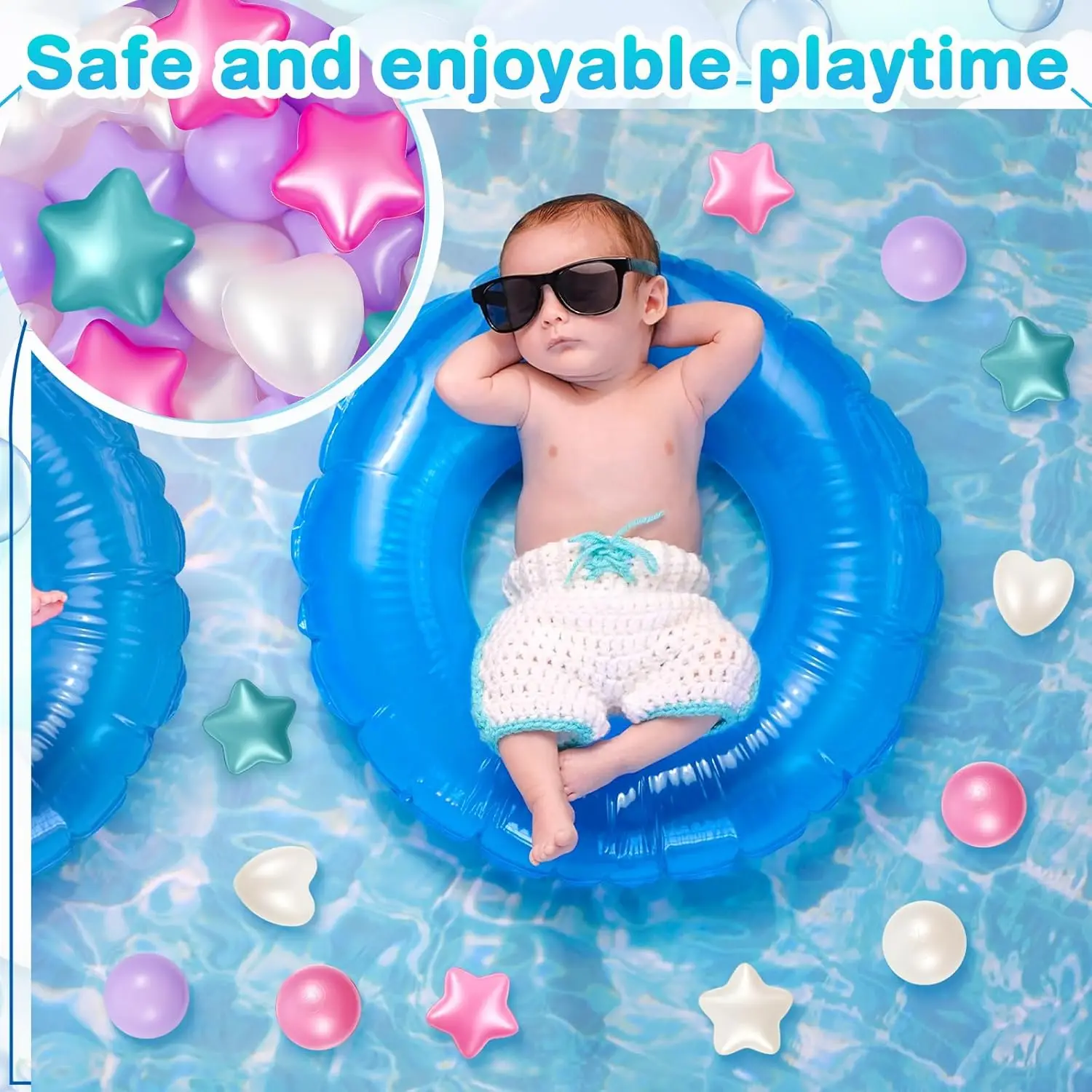 100 peças bola de plástico para crianças criança 2.17 '' estrela formato de coração brinquedo para cercadinho piscina inflável pulseira de amizade nascimento