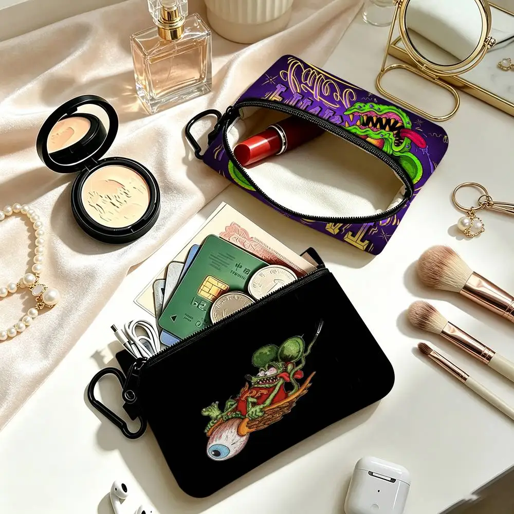 Funny Rat Fink Portable Mini   Daily Carry Oxford Fabric Small Coin Purse Multi-use Storage Pouch For Keys Cards Coins