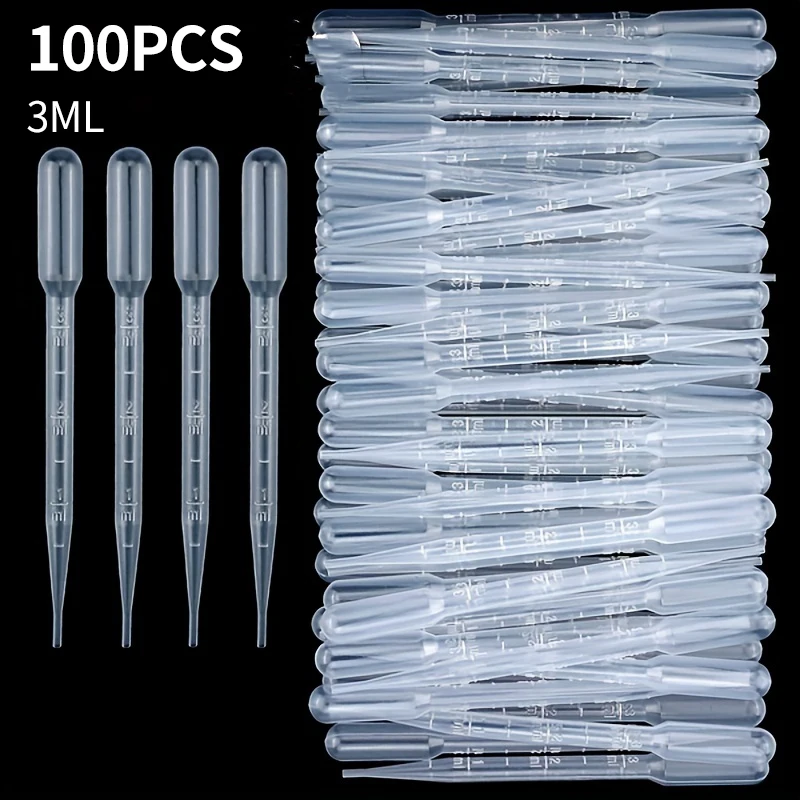 100 Labware Plastic Test Tubes Clear Graduated Pipettes Disposable Dropper Transfer Pasteurized Cups 3ml