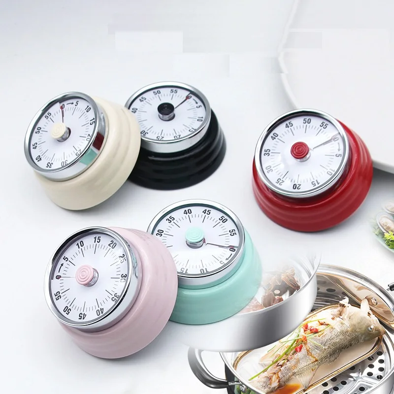 الفولاذ المقاوم للصدأ المطبخ الموقت 1 ساعة مع المغناطيس الميكانيكية مؤقت تنازلي تذكير للخبز الجذب المغناطيسي #1