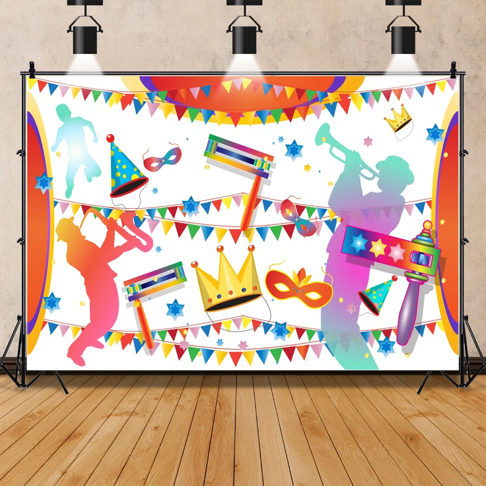 Purim Happy Jewish Backdrop Photographic Wooden Board Flower Tropical Fruit Palms Party Background Photography For Photo Studio