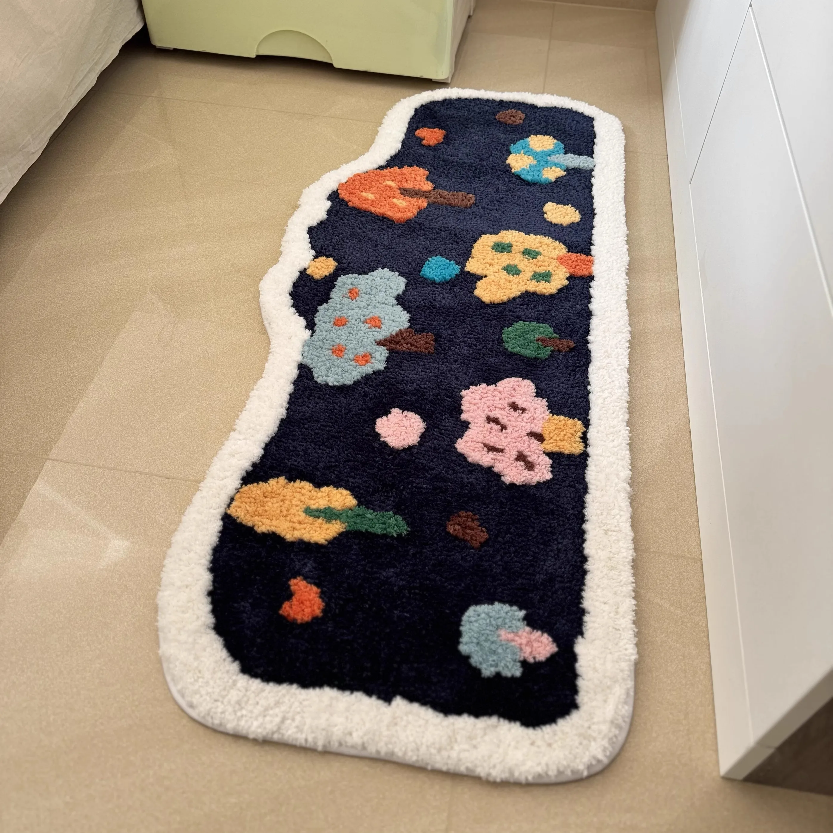 Long Tufting Floral Bedroom Rug Cartoon Kids Room Mat Playmat Carpet Doormat Floor Anti Slip Pad Aesthetic Home Decor 50x120cm