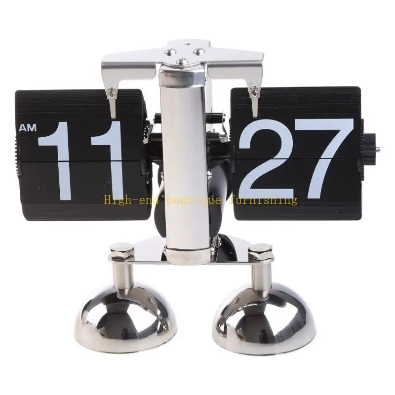 L9NB Automatic Turn Page Clock for Creative Retro Digital Down Clocks Ornament for Home Bedroom Office Desk Decoration