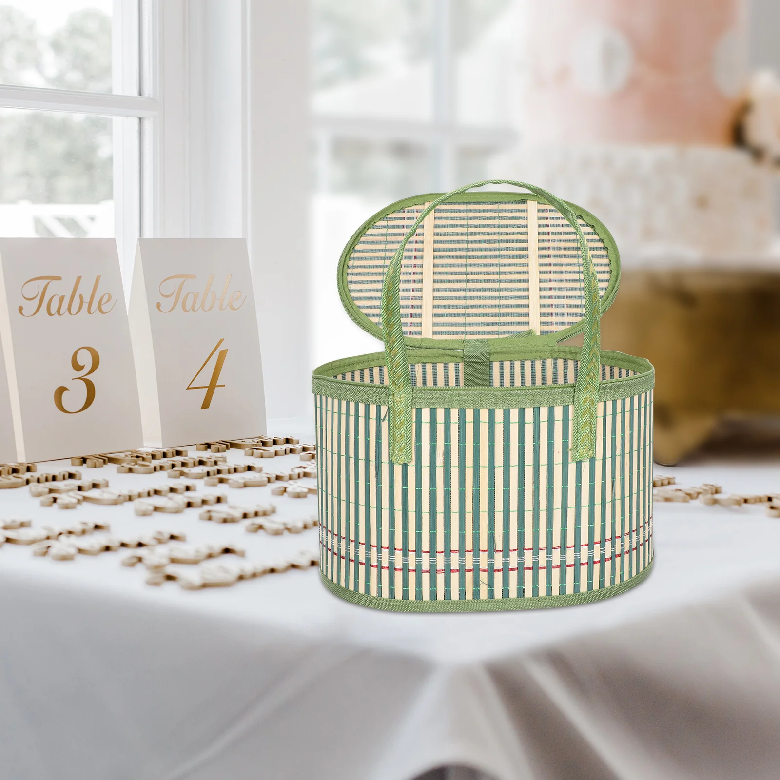 

Modern Bamboo Basket with Handle for Fruits Moon Cakes Home Decor Picnic Storage Hard Wear-Resistant Bamboo Basket