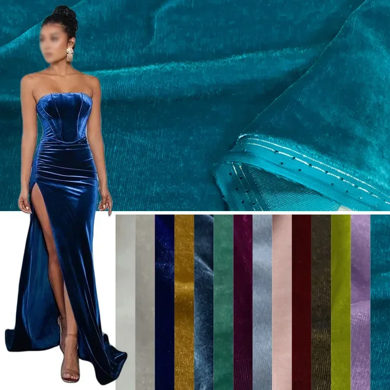 

Mulberry Silk Real Velvet Fabric Solid Color Cheongsam Dress Skirt Velvet Fabric High-End Skin-Friendly Clothing Fabric 1X1.4M