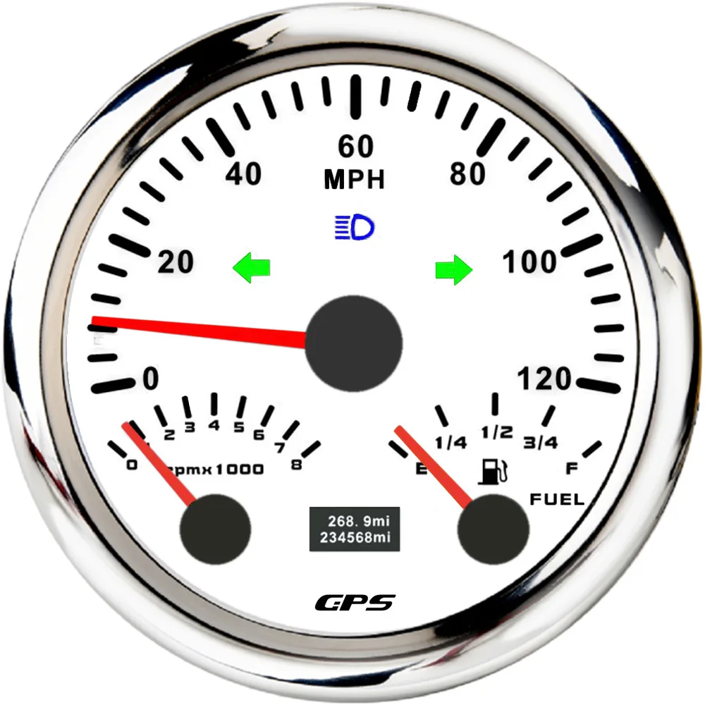 85mm Pointer Speed Mileage Speed Oil Level Gauge 0-120/200km/h MPH Seven Color Light