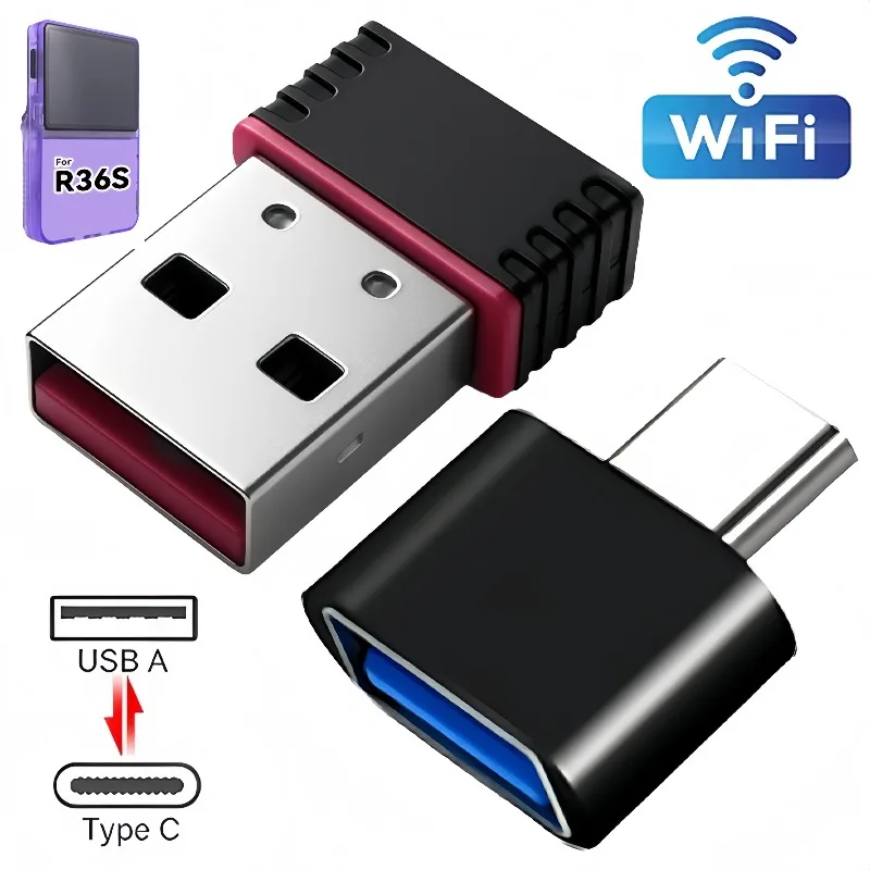 Mini USB WiFi Dongle RTL8188 Wireless Network Cards Game Consoles with Type C OTG Adapter Portable WiFi Receiver accessories