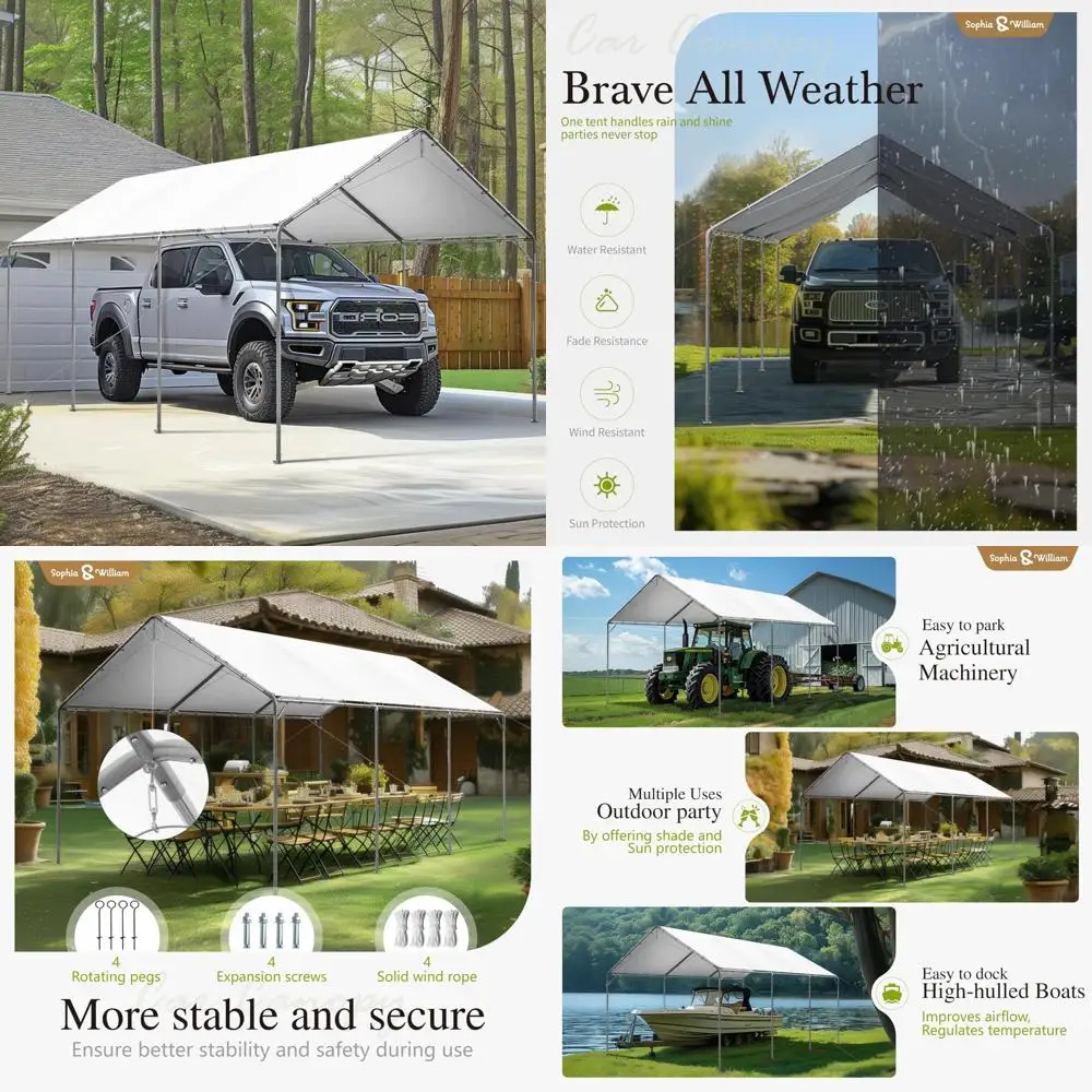 

навес для автомобильного порта carport, 12x20 футов, сверхмощный, портативный гаражный укрытие, логические автомобильные палатки, Carpas Para Carros, всепогодные для грузовика Bo