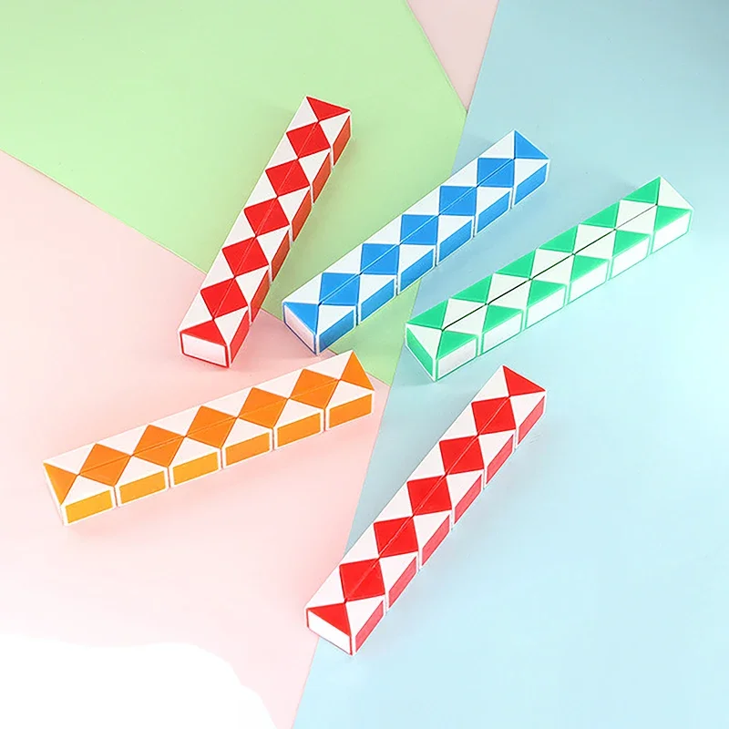 مكعب ألغاز ثعبان سحري صغير مكون من 24 قطعة - لعبة مسطرة قابلة للطي للأطفال في حفلات أعياد الميلاد هدية لتخفيف التوتر حشو بيناتا #3