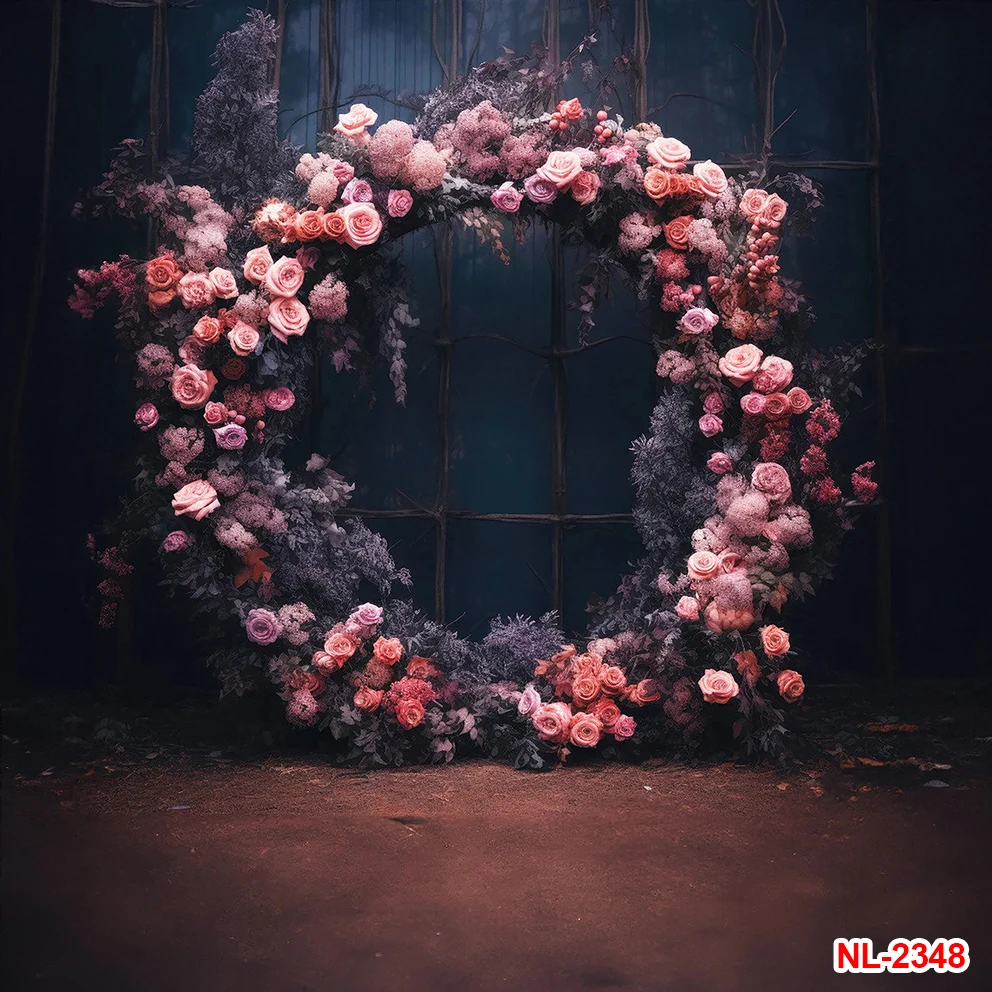 Latar belakang potret dewasa, gambar hutan luar ruangan bentuk melengkung bunga, dekorasi upacara pernikahan fotografi