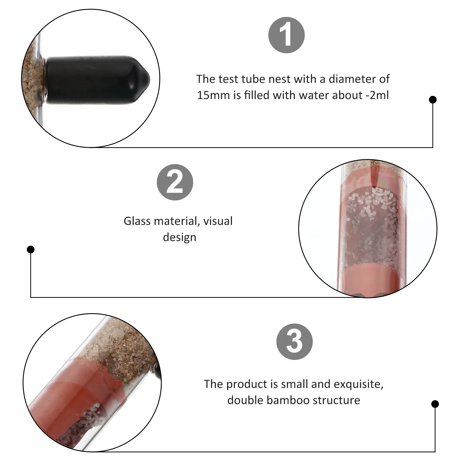 

Bamboo Joint Nest Test Tube Transparent Glass Ant Breeding Habitat For Indoor Pet Insect Enclosure Terrarium Nesting