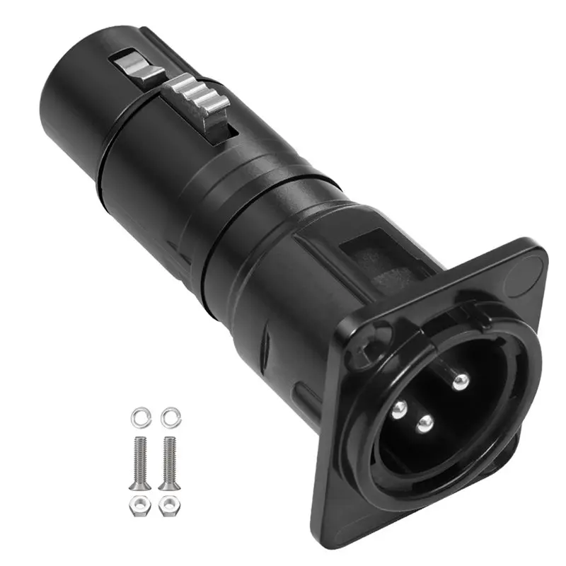 [NEW!】 Mounting Patch Panel D XLR Connector Male To Female Adapter Thru Connector 3 Pins Audio Adapter