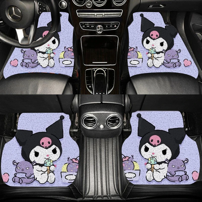 New Anime Sanrio Black Beauty Wire Ring Car Floor Mats Universal PVC Car Floor Mats Kawaii Cartoon Anti-Dirty Car Floor Mats