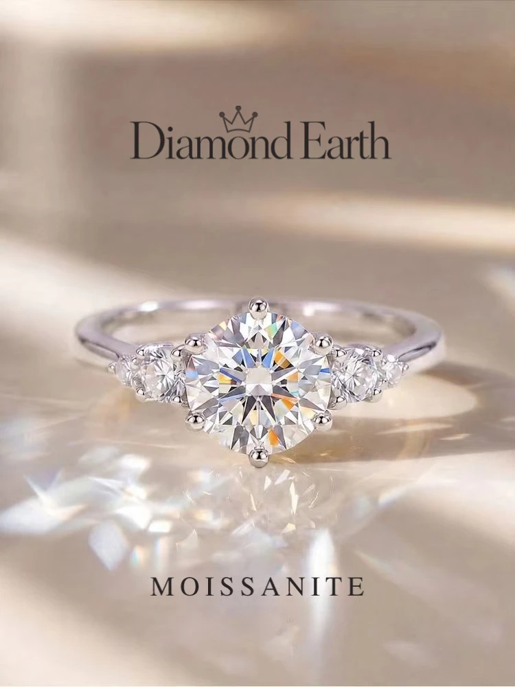 Fashion Real 1CT Certified Moissanite Diamond Engagement Rings for Women 925 Sterling Silver Wedding High Quality Fine Jewelry
