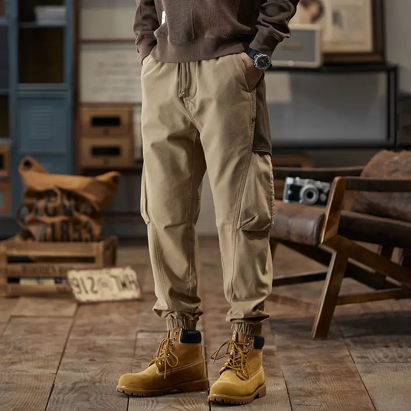 

Spring and Autumn Splicing Loose Men's Cargo Pants Korean Style Techwear High Quality Luxury Cheapest New in Emo Male Trousers