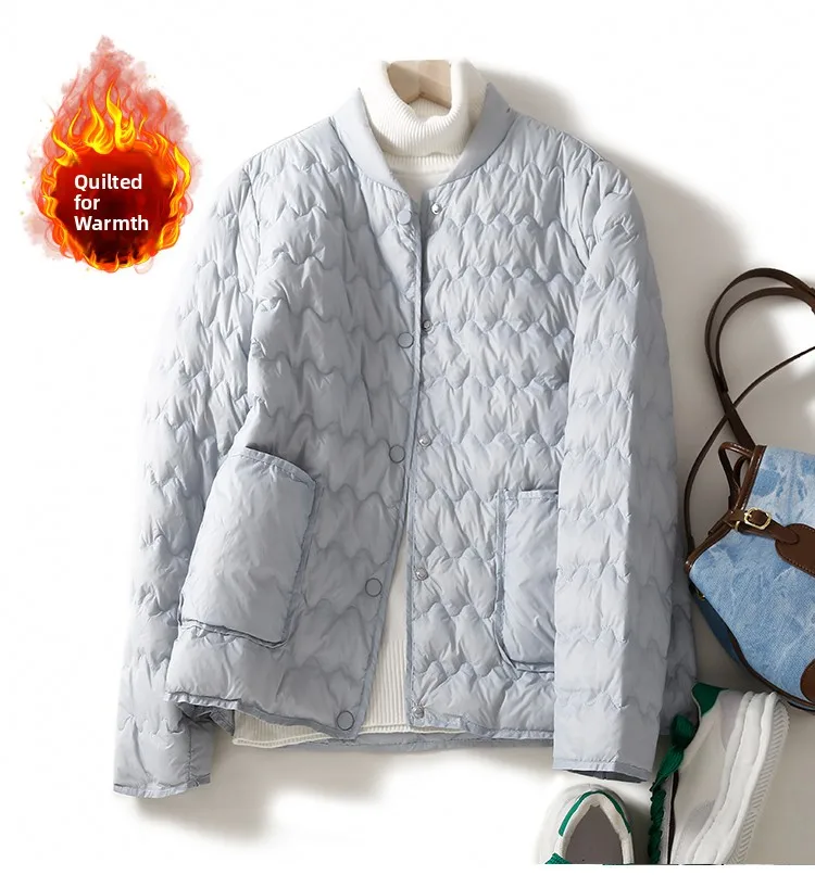 Lightweight Pure Color down Cotton Warm Coat plus Size Women's Faionable Stand Collar Double ket Anti-aging Cotton Jaet