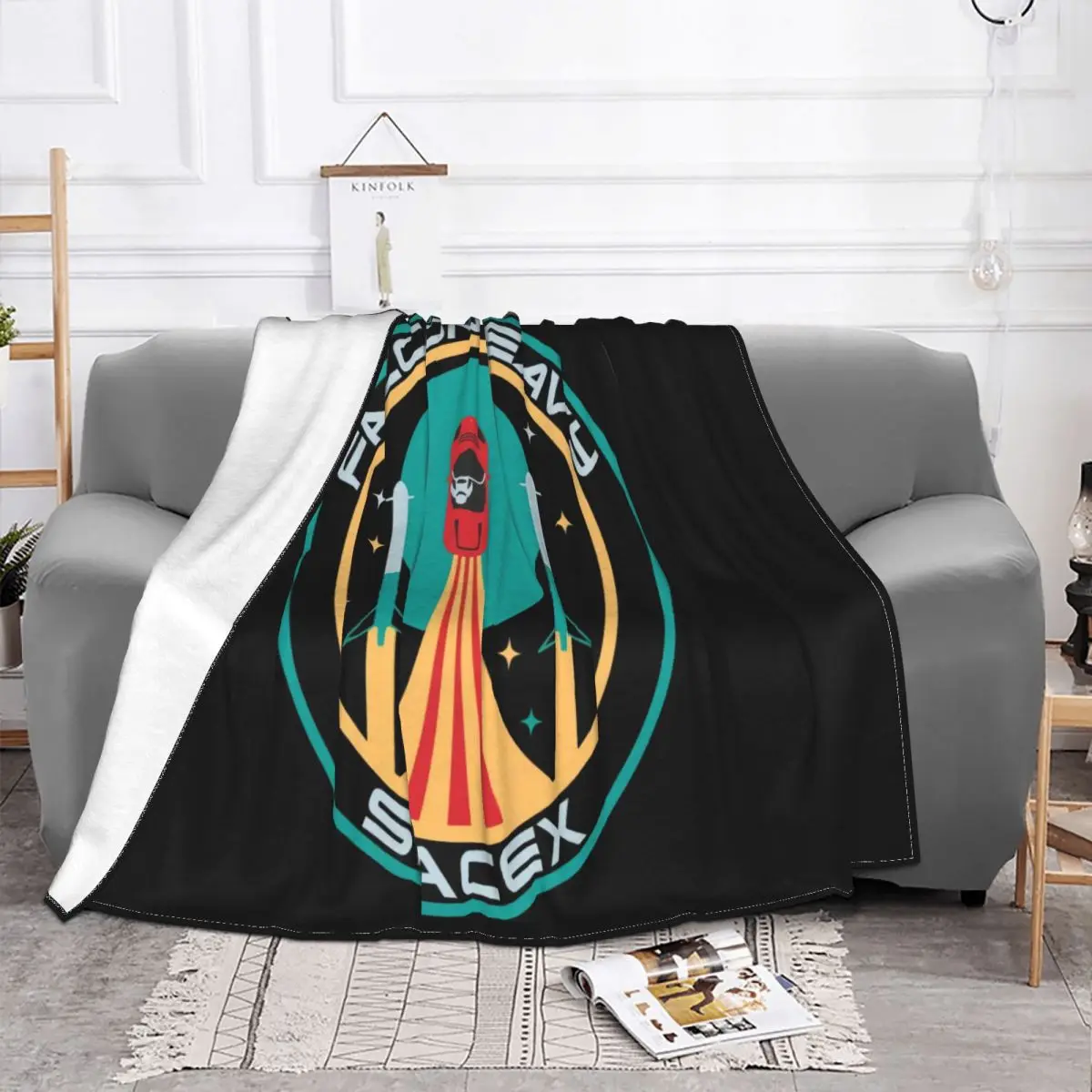 Heavy Falcon Space X Patch S Elon Musk Spacex S Xs3Xl Wom Casual Fitness Print Women Designs Pride Throw Blanket