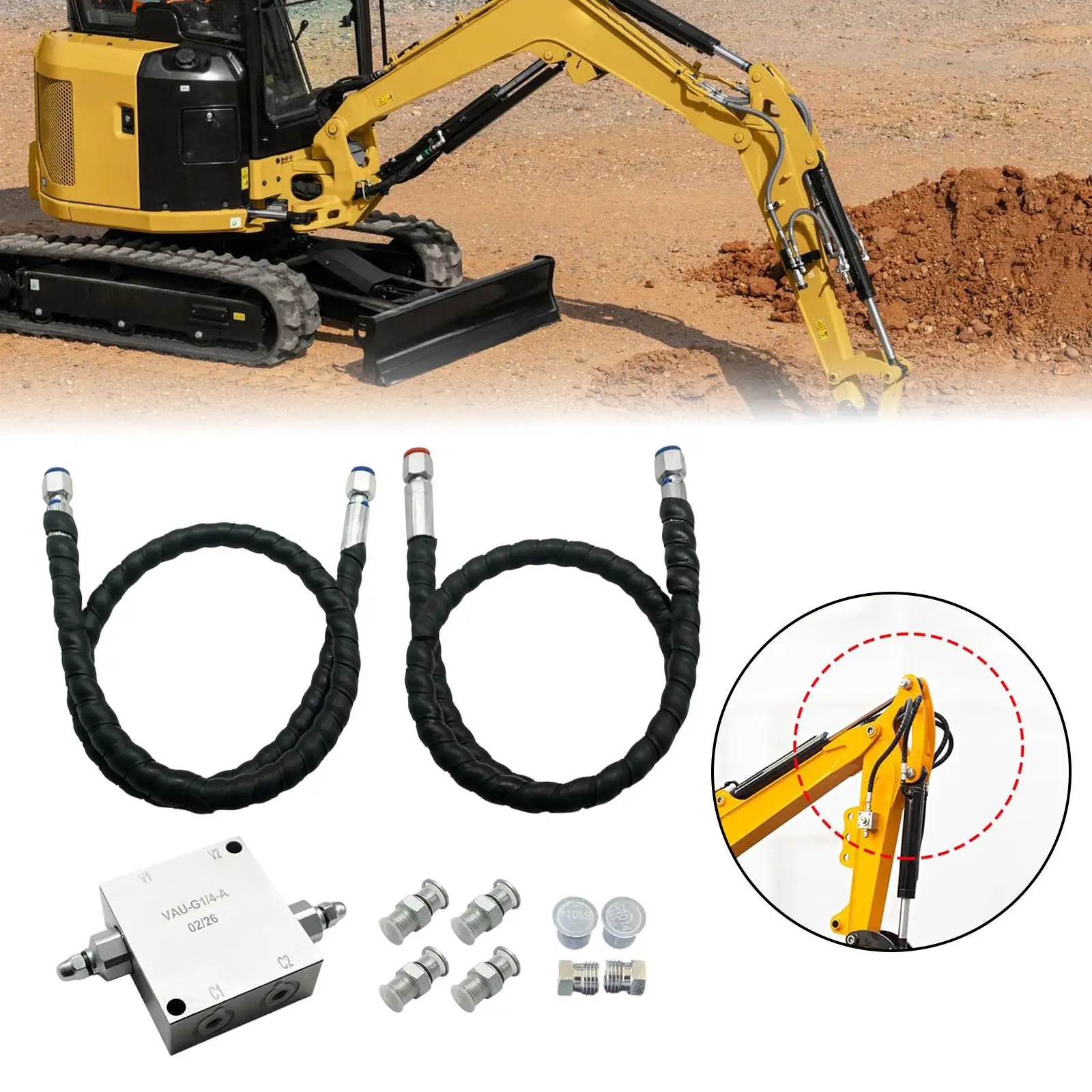 Mini Excavator Hydraulic Cushion Valve Kit M14x1.5 Thread Steel Pump Spare Part for Vehicle Machinery