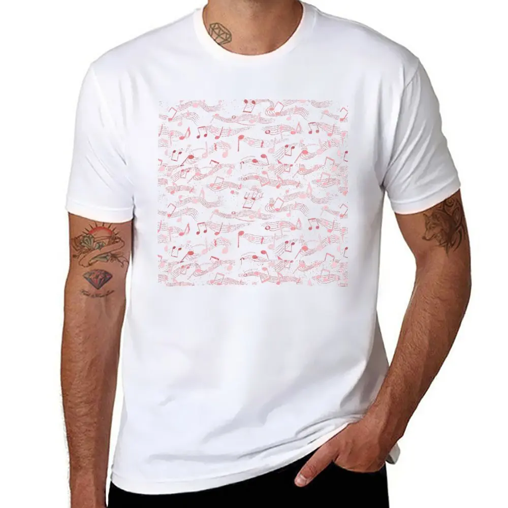 Notas Musicais Padrão Gráfico T-Shirt, Casual Harajuku Movimento, Engraçado Novidade Fitness, Eur Tamanho, Fit para Venda