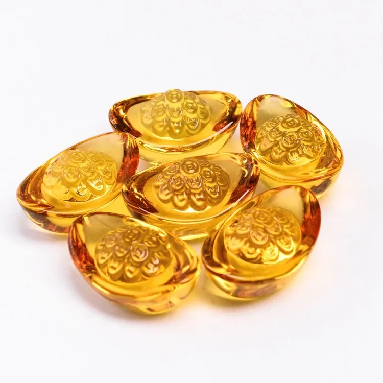 Crystal Shoe-shaped Gold Ingot NEW 50/60mm Paperweight Glass Craft Home Decoration Arts&Collection Fengshui Furnishing Ornaments