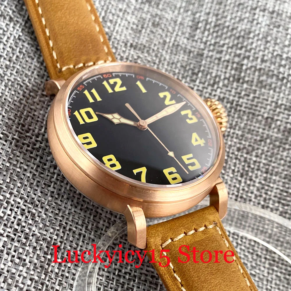 Tandorio 46.5MM CUSN8 Solid Bronze Case 200m Waterproof NH35A PT5000 Movement Watch SelfWinding Men Leather Strap Luminous