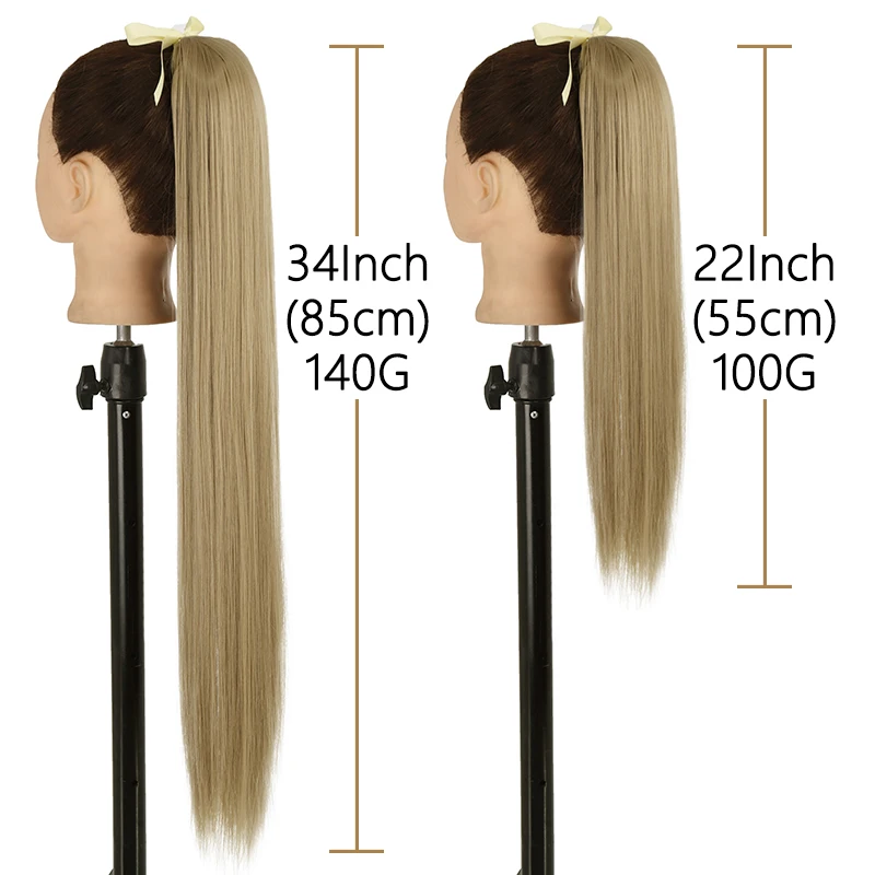 Azqueen 55Cm Lange Rechte Vlinderdas Paardenstaart Clip In Hair Extension Natuurlijke Bruin Blond Synthetische Pony Tail Haarstukken Voor vrouwen