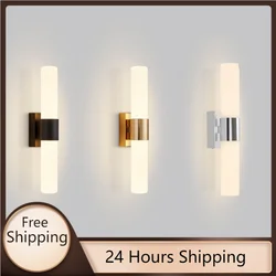 Modern Led Wall Lamp for Bathroom Bedroom Bedside Mirror Lighting Background Decoration Lights Home Indoor Black Chrome Decor