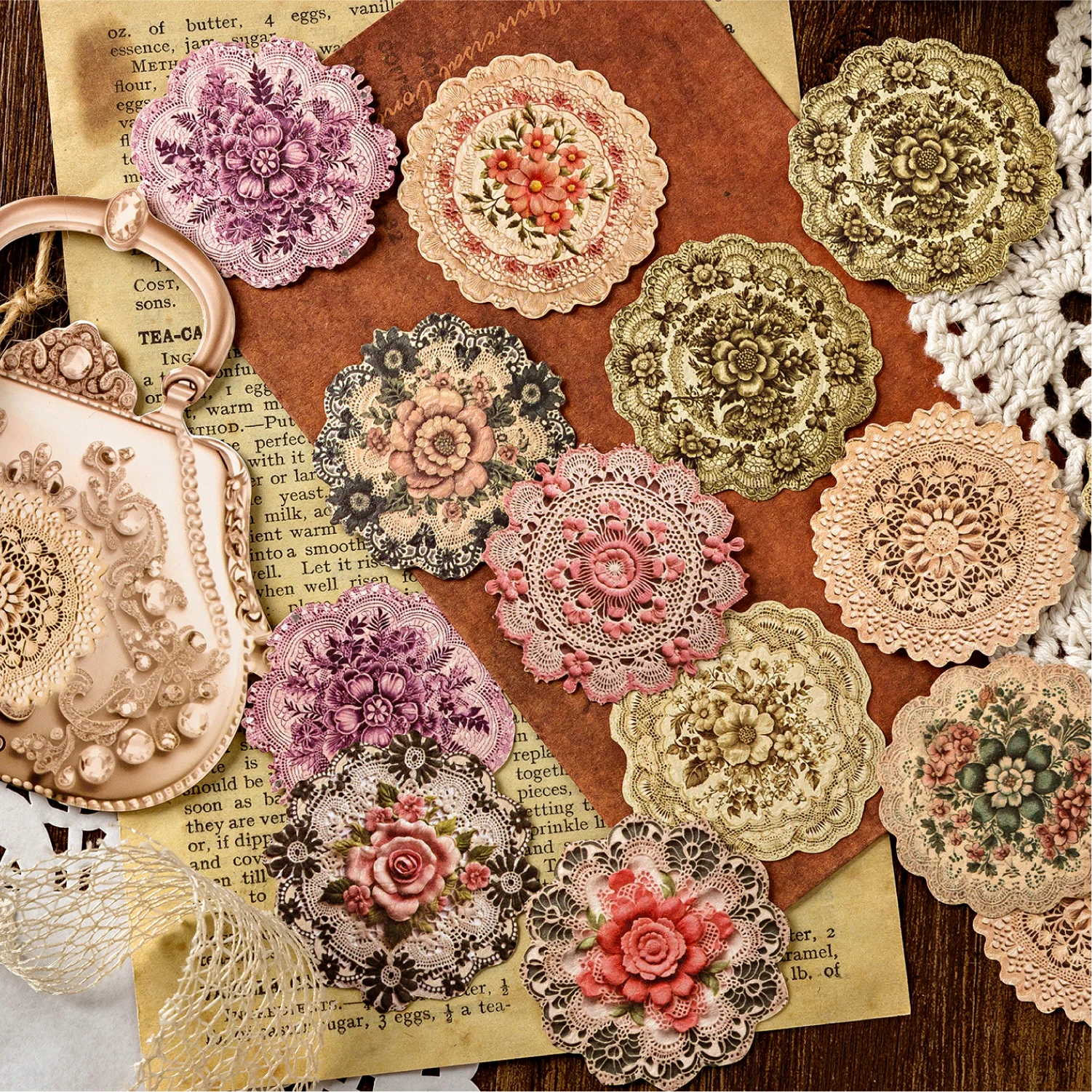 20 pcs/pack Vintage Flower Handbook PET Stickers Collage Decor Scrapbooking Materials Junk Journal Aesthetics Stationery