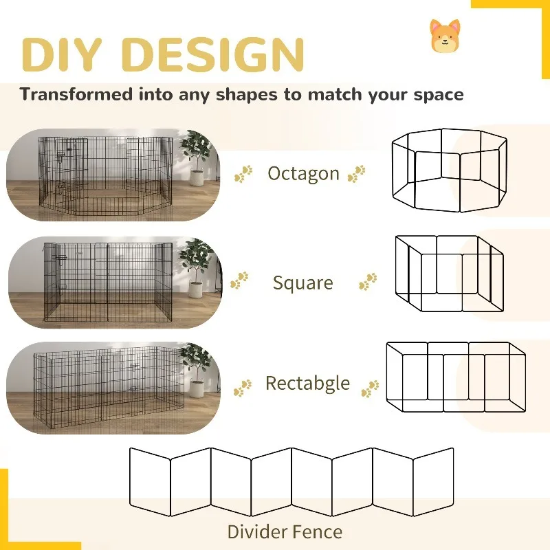 DIY Pet Dog Cat Barrier Fence Exercise Pet Run PlayPen Portable Black Metal Pet Cage Safety Fence Indoor/Outdoor Dog Kennel view 4