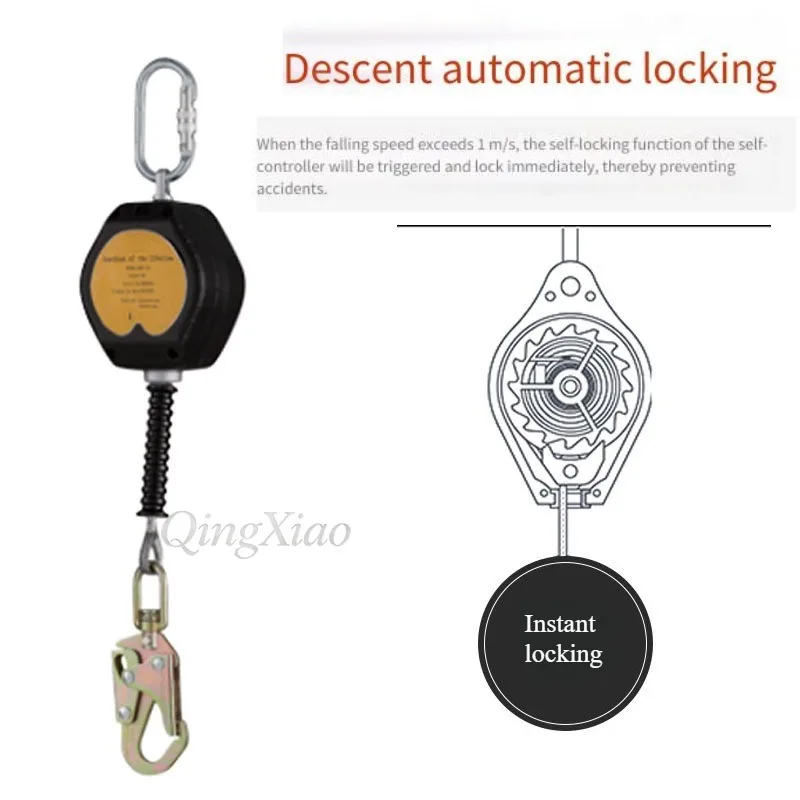 Heavy Duty Self Retracting Lifeline 5M 10M 20M High Strength Fall Protection Device Outdoor Safety Self-Locking Fall Arrester