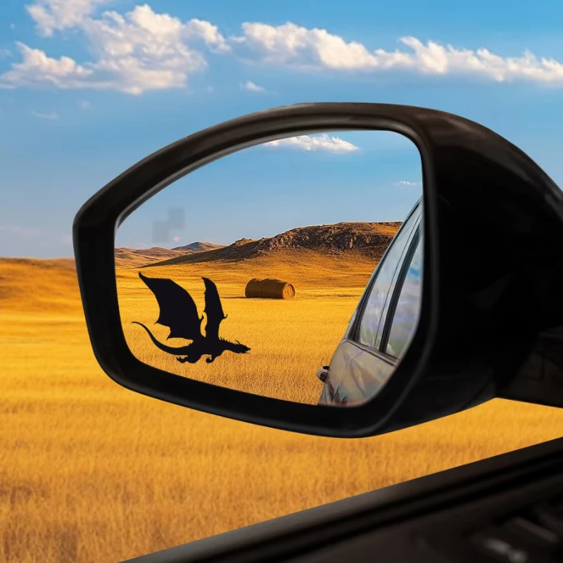 1Set Flying Dragon Silhouette Vinyl Stickers, Waterproof Decal For Car Rearview Mirror Window Decor, Holiday Gift